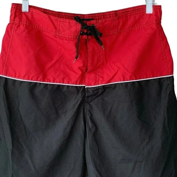 DreamWave Swim Trunks Board Shorts Size L Colorblock Black Red Brief Build In - Picture 3 of 14